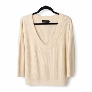 HATCH (Maternity) Easy V Merino-Cashmere Sweater – Cream – Size P (Small)